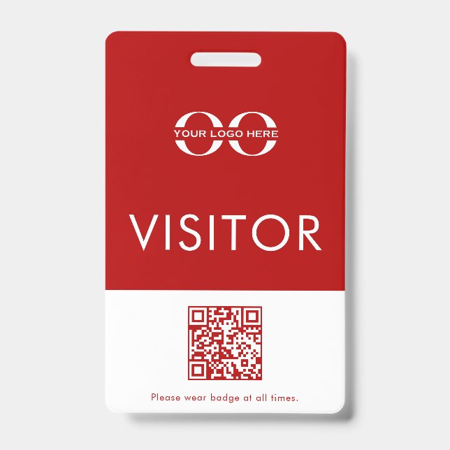 Crachá de Visitante com Logotipo Vermelho Personal (Frente)