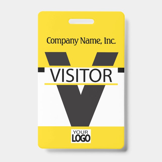 Crachá de Visitante com seu Logotipo - Amarelo (Frente)