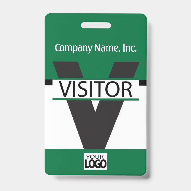Crachá de Visitante com seu Logotipo - Verde Escur (Frente)
