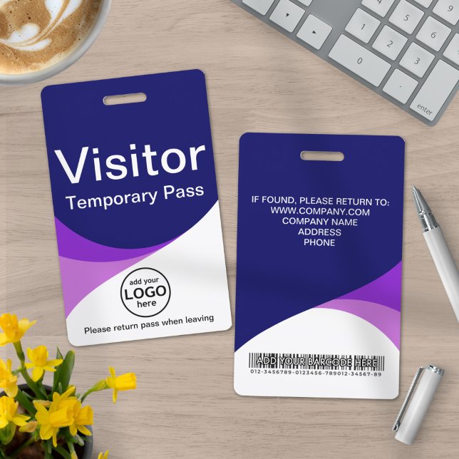 Crachá de Visitante Corporativo Azul Roxo Código d (Criador carregado)