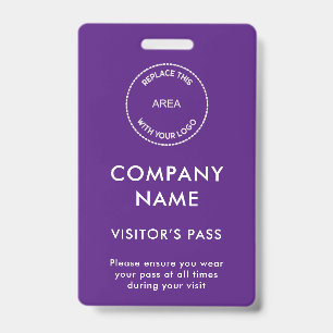 Crachá de Visitante Nome da Empresa Logotipo Roxo