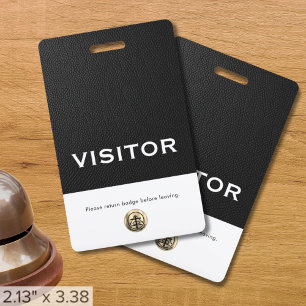 Crachá de Visitante Preto Logotipo Corporativo