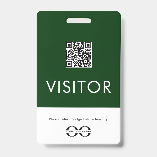 Crachá de Visitante Verde Personalizado com Código (Frente)