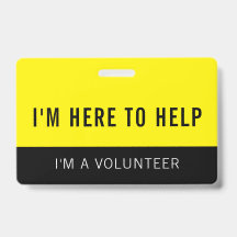 Crachá de Voluntário Amarelo Aqui para Ajudar