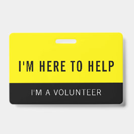 Crachá de Voluntário Amarelo Aqui para Ajudar