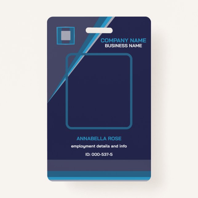 Crachá Deep Blue Modern Business ID (Frente)