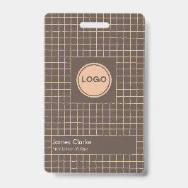 Crachá Delicar Padrão Marrom Checkered Creamy com logotip