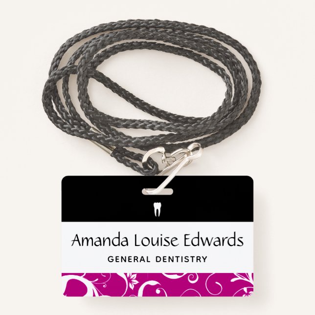 Crachá Dental Office Funcionarios Pro Damask (Frente com cordão)
