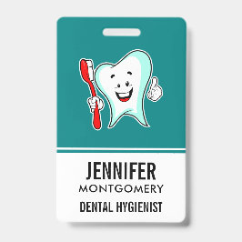 Crachá Dente feliz com cuidado dentário com escova de den