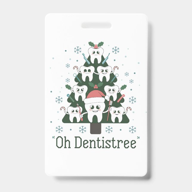 Crachá Dentista de Natal Árvore Dentária Oh Dentistree De (Frente)