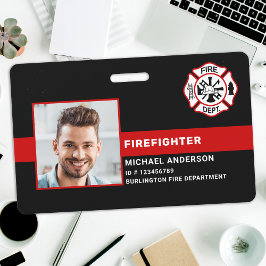 Crachá Departamento de Bombeiros Foto Personalizada Ident