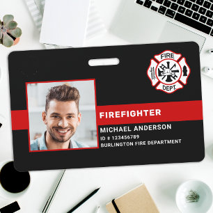 Crachá Departamento de Bombeiros Foto Personalizada Ident