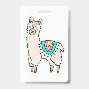 Crachá desenho animado feliz lama alpaca