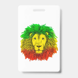Crachá Desenho da cabeça de leão Rasta vermelho amarelo v