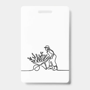 Crachá desenho linear de um agricultor ou jardineiro