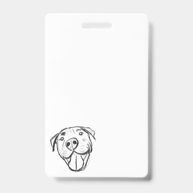 Crachá desenho pitbull simples amantes de cães preto e br (Frente)