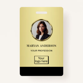 Crachá desenho preto e dourado, logotipo ou foto em círcu