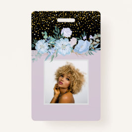 Crachá Design Blue Floral Business ou Event Stationer