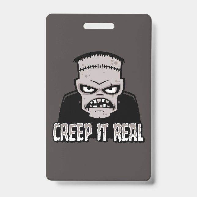 Crachá Design Clássico de Terror Frankenstein Creep It Re (Frente)