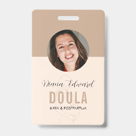 Crachá Design de Foto de Identidade de Doula Minimalista 