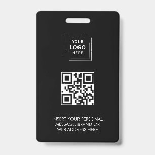Crachá Design de Identidade de Evento QR Preto Digital