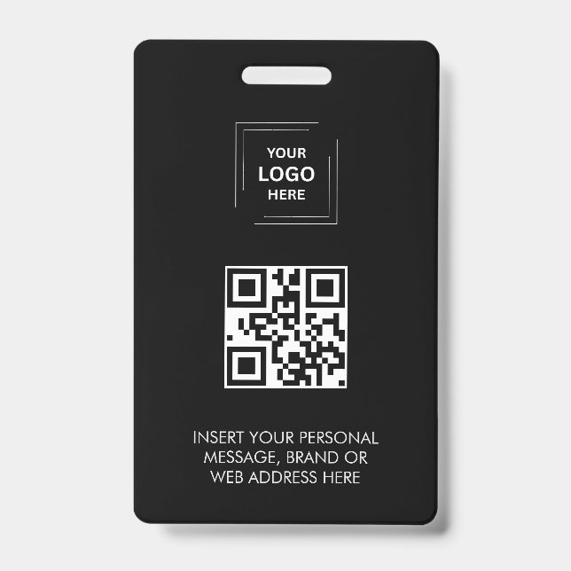 Crachá Design de Identidade de Evento QR Preto Digital (Frente)