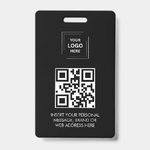 Crachá Design de Identidade de Evento QR Preto Digital