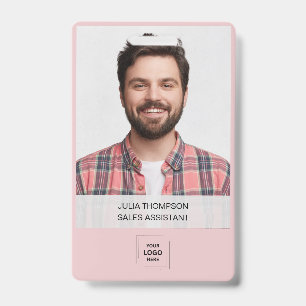 Crachá Design de Identidade Profissional Moderno Rosa Cor