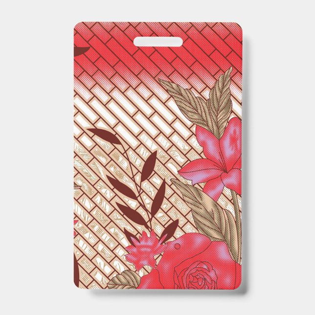 Crachá Design de tecido de intricato com padrões florais (Frente)