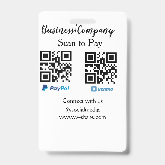 Crachá Digital para pagar código q paypal venmo adicione  (Frente)