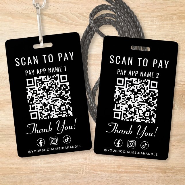 Crachá Digitalizar para Pagar 2 Códigos QR de Pagamento M (Scan to Pay 2 Payment QR Codes Social Media Badge)