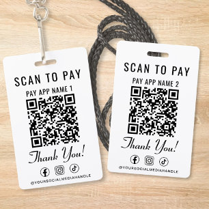 Crachá Digitalizar para Pagar 2 Códigos QR de Pagamento M