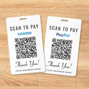 Crachá Digitalizar para Pagar Venmo PayPal Código QR Paga