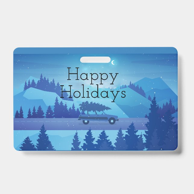 Crachá Dirigindo pela estrada com uma árvore de natal (Frente)