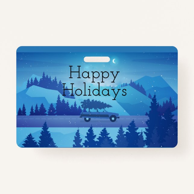 Crachá Dirigindo pela estrada com uma árvore de natal (Frente)