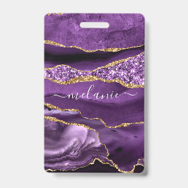 Crachá Distintivo Brilhante com Brilho Dourado Roxo com N