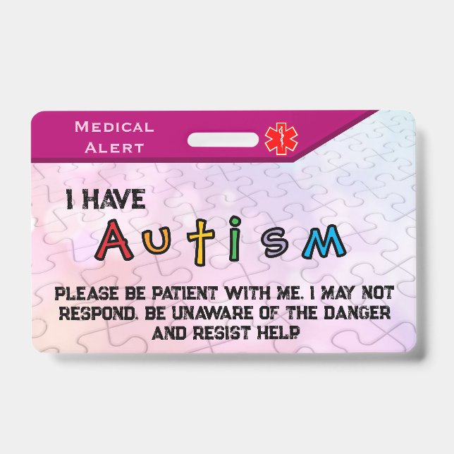 Crachá Distintivo de Autismo rosa (Frente)