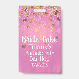 Crachá Distintivo de despedida de solteira rosa e dourado