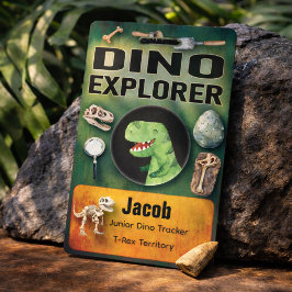 Crachá Distintivo de Explorador de Dinossauros para Festa