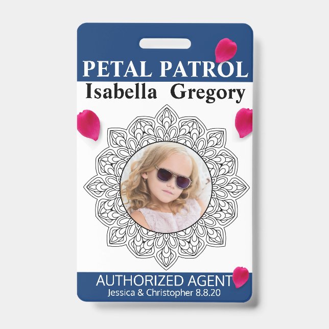 Crachá Distintivo de Menina de Flores Petal Patrol (Frente)