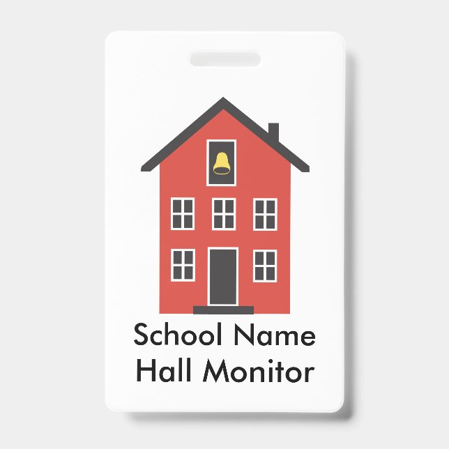Crachá Distintivo de Monitor de Corredor da Escola Vermel (Frente)