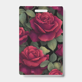 Crachá Distintivo Floral Rosa Vermelha.
