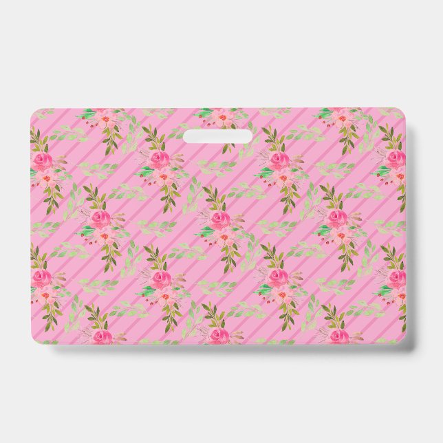 Crachá Distintivo Personalizado Flores e Folhas (Frente)