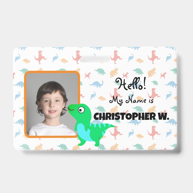Crachá Distintivos de Bebê Dinossauro T-Rex para Crianças (Frente)