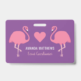 Crachá Distintivos de Flamingos Rosa com Texto Personaliz
