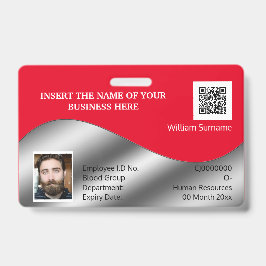 Crachá DIY ID card falso prateado vermelho | logótipo mod