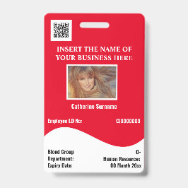 Crachá DIY ID card white wave red horizontal