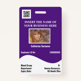 Crachá DIY ID card white wave roxa horizontal