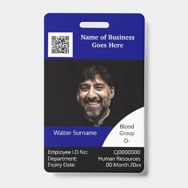 Crachá DIY marinho de cartão de identificação do funcioná (Frente)