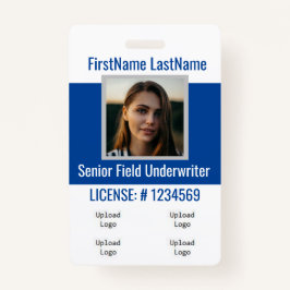 Crachá do Agente de Seguro Logotipos de frente e a